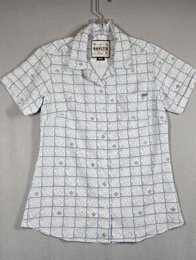 RSVLTS Women's Kunuflex Short Sleeve Shirt The Scorekeeper Baseball Button Sz Sm
